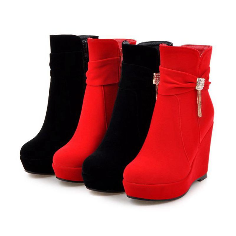 Women'S Shoes Extended Sizes - ORCHALISA Glam Red Ladies Ankle Footwear