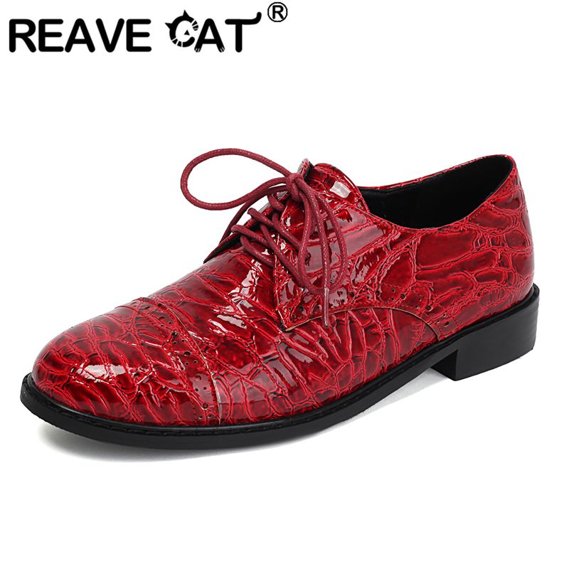 Women'S Shoes Extended Sizes - REAVE CAT Green Shiny Female Pumps