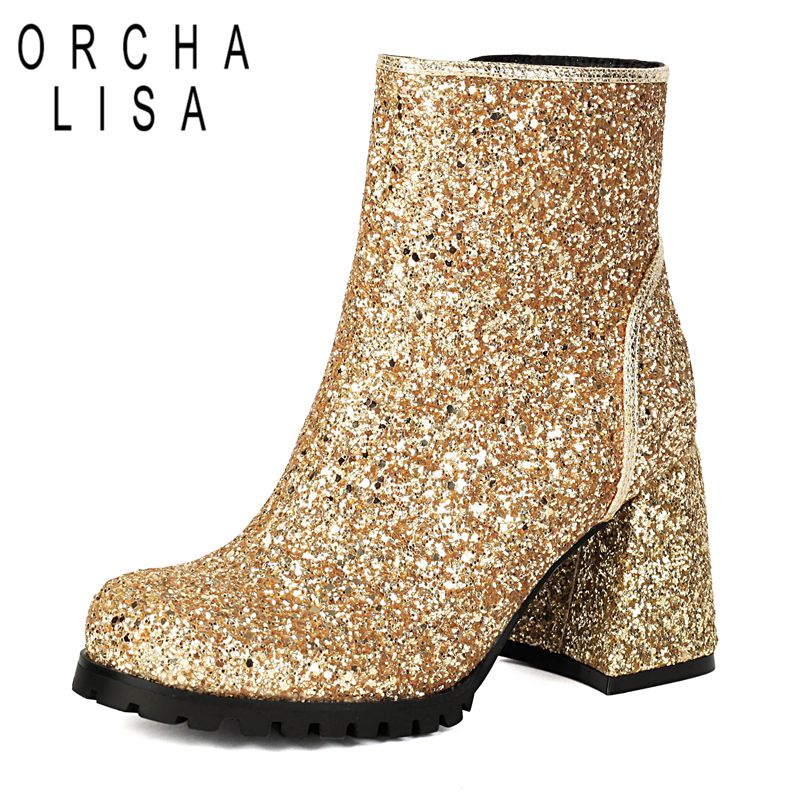 Women'S Shoes Extended Sizes - ORCHALISA Designer Sparkle Ladies Ankle Footwear