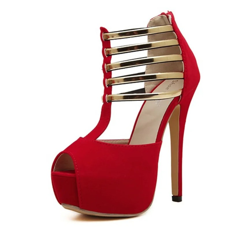 Metallic Heel Sandal - 13CM Women's Shoes Sexy Model Performance