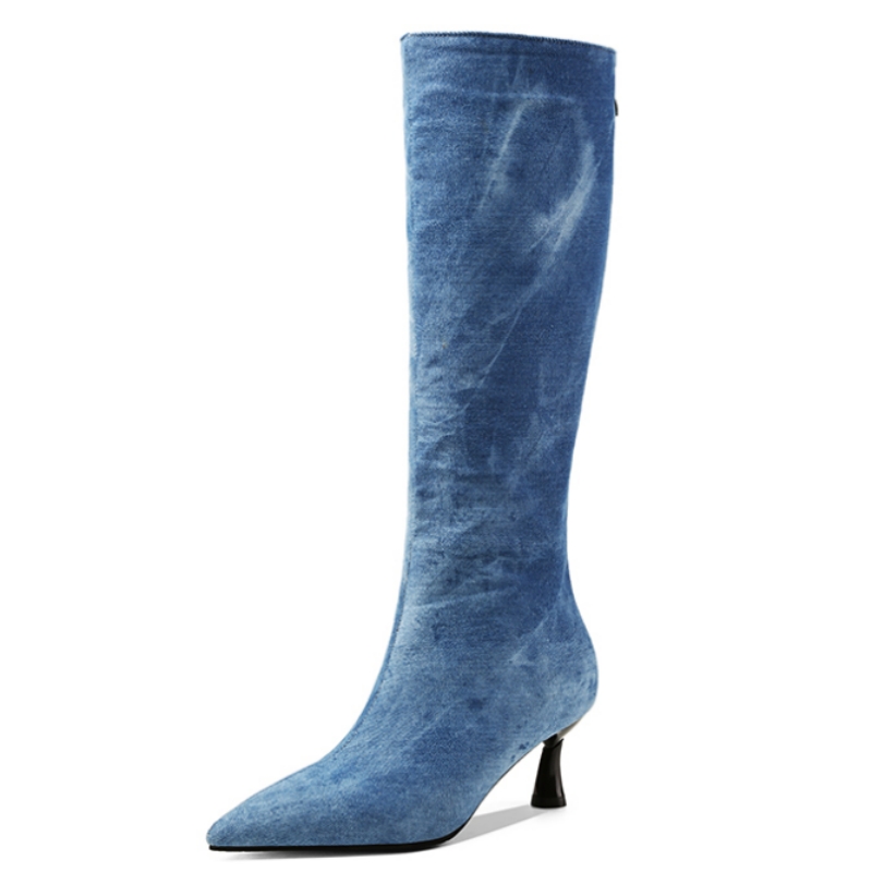 Blue Jeans Knee High Boots Wom - Women Shoes Jeans review and price