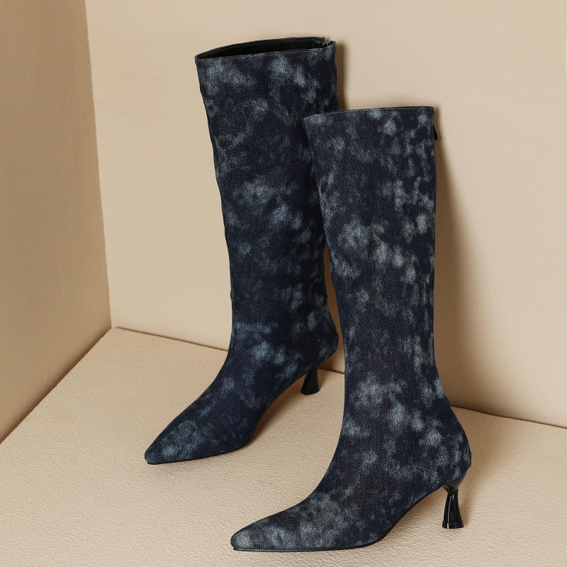 Blue Jeans Knee High Boots Wom - Women Shoes Jeans review and price