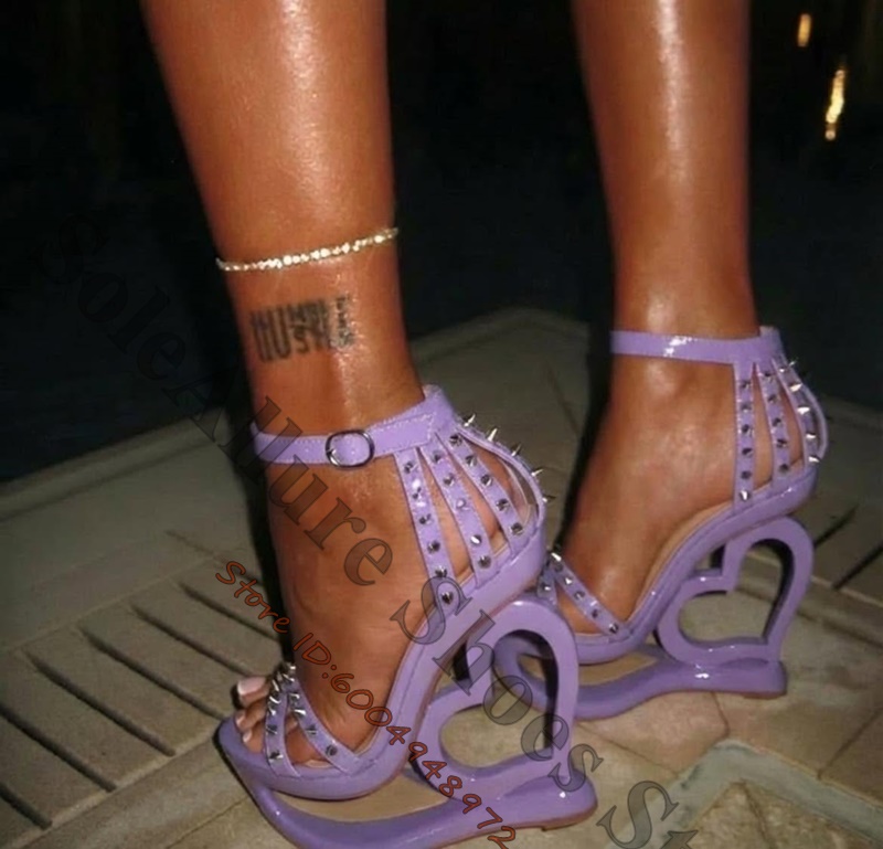 Hot Pink Spike Stud Caged Hear - Metallic Heel Sandal review and price