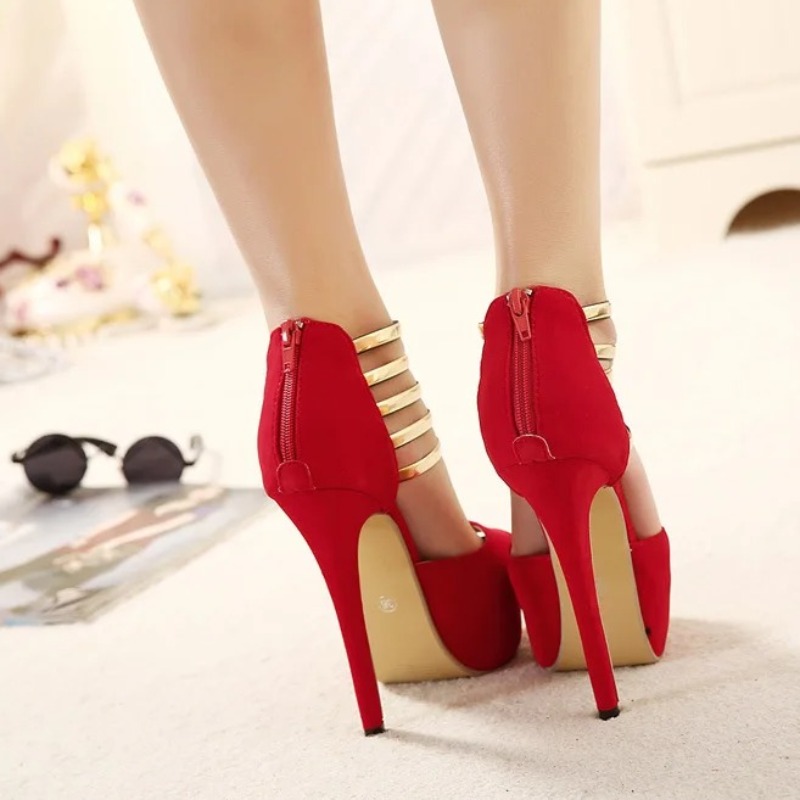 13CM Women's Shoes Sexy Model  - Metallic Heel Sandal review and price