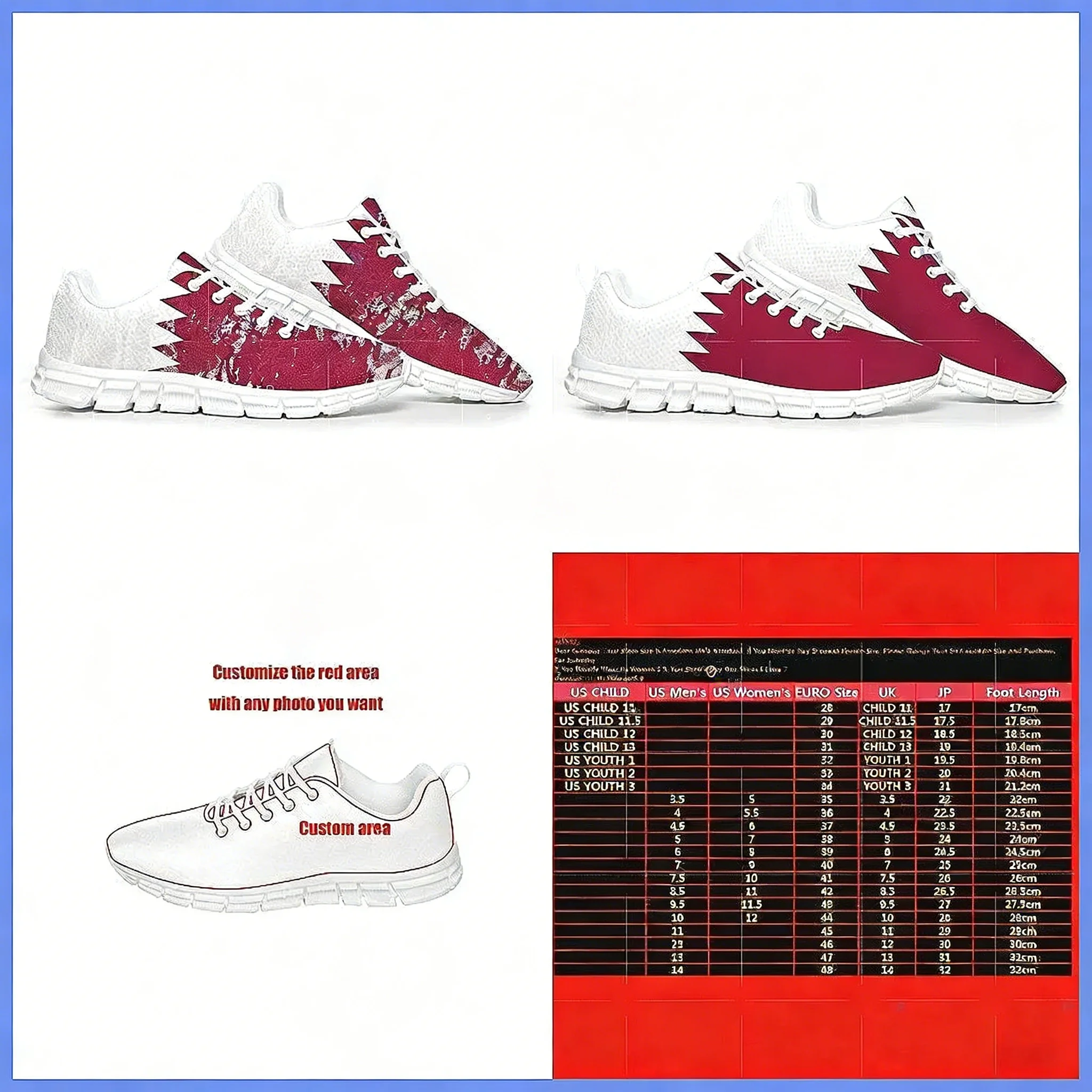 Qatar Flag Sports Shoes, Custo - Women Shoes Qatar review and price